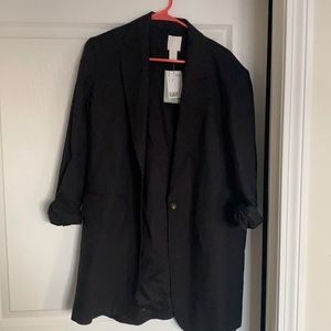 H and M black long blazer. Brand new- tags attached